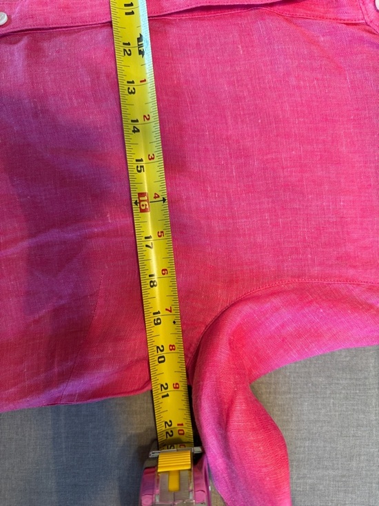 J McLaughlin M Pink Linen Button Front Shirt NWOT Long Sleeve Collared Blouse - Picture 4 of 7